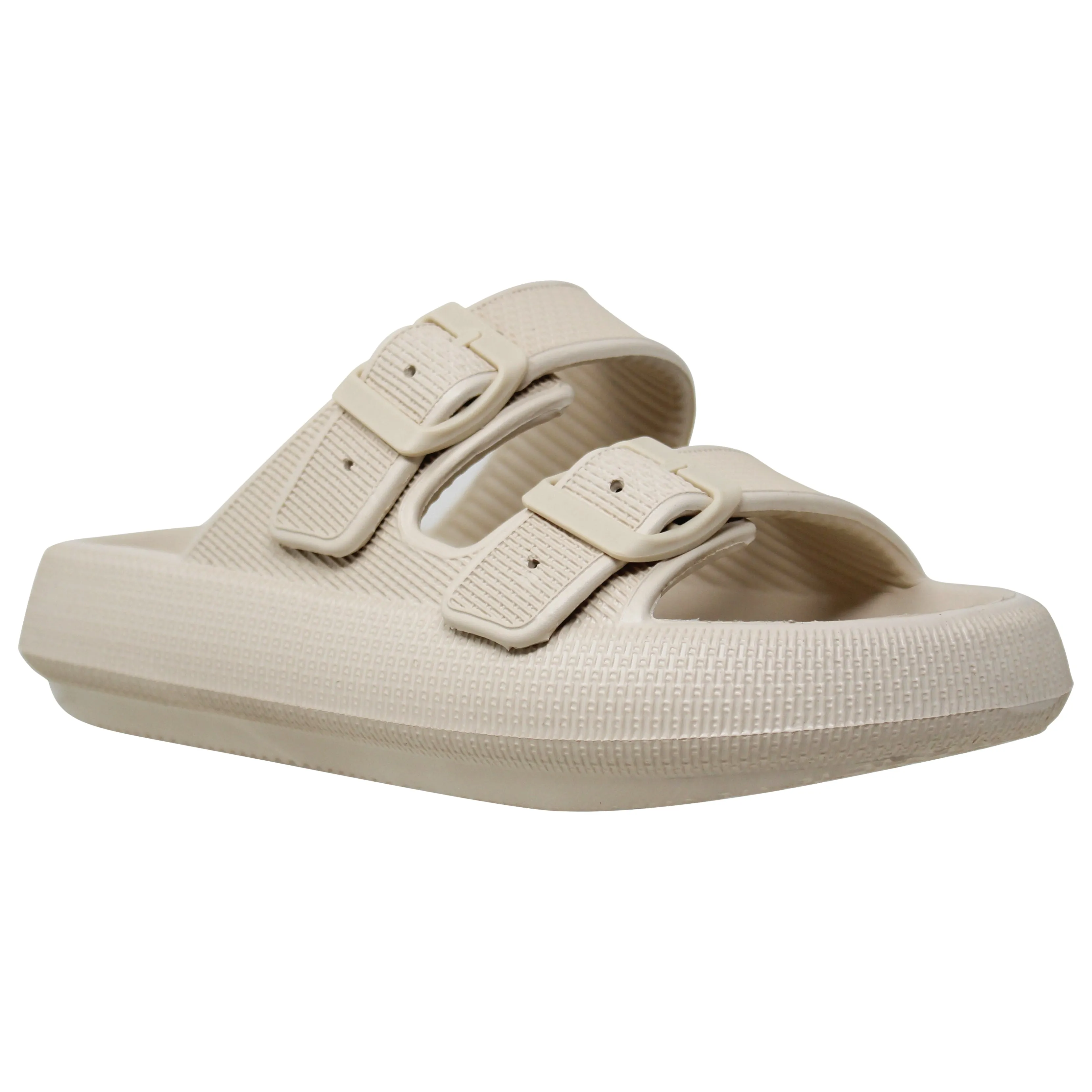Lightweight EVA Platform Sandals Double Straps Camel